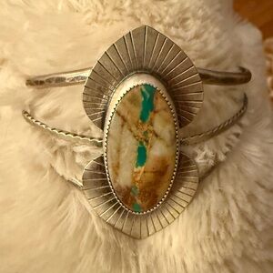 Sterling Silver and Boulder Turquoise Cuff Bracelet.